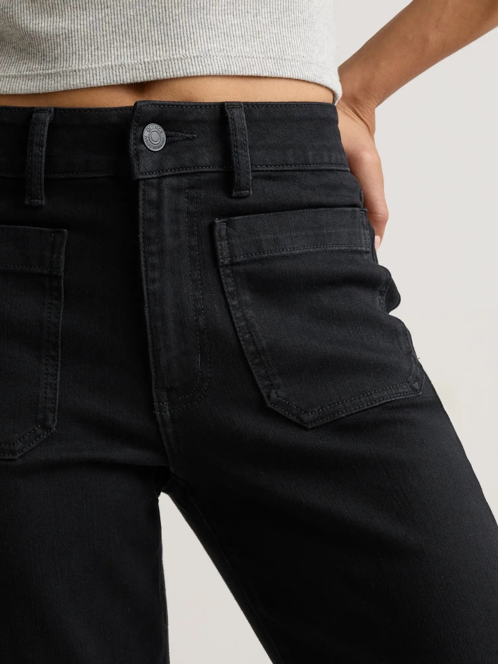Quince Bella Stretch Patch Pocket Wide Leg Jeans